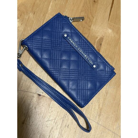 French Connection Wallet Royal Blue Zip Purse Card Holder 5.5”X3.5” Wristlet - Picture 1 of 4